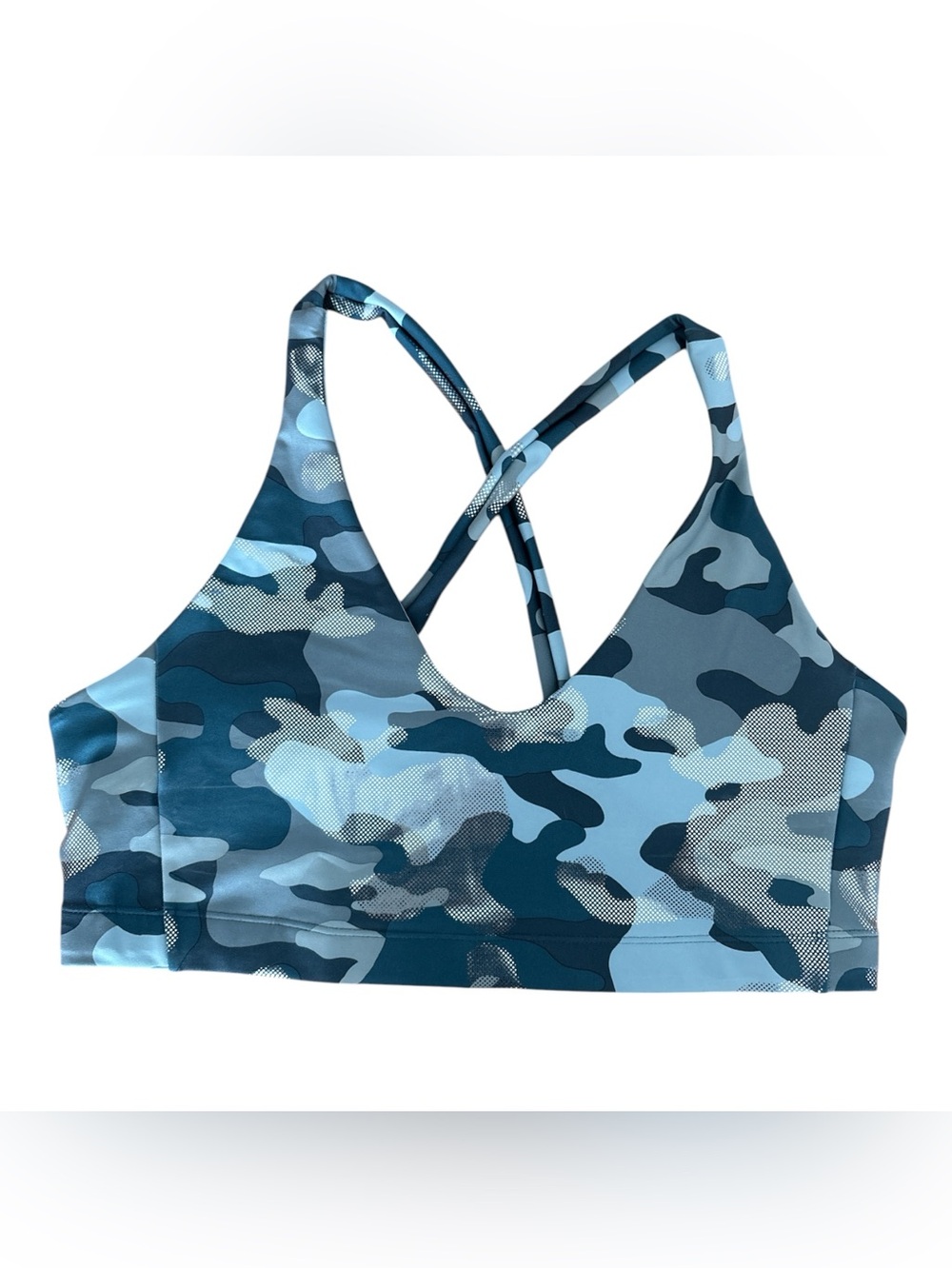 Carbon38 Blue Camo Crossback Sports Bra